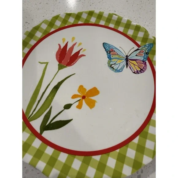Target Home Melamine Salad Plates Set of  4 Scalloped Edges Pastels Butterflies - Picture 3 of 8